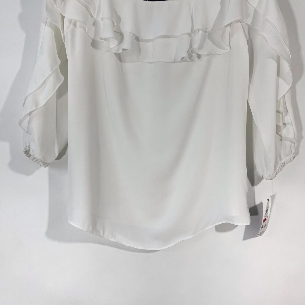 INC International Concepts Women’s Size XS Washed White Off the Shoulder Blouse - Picture 4 of 12